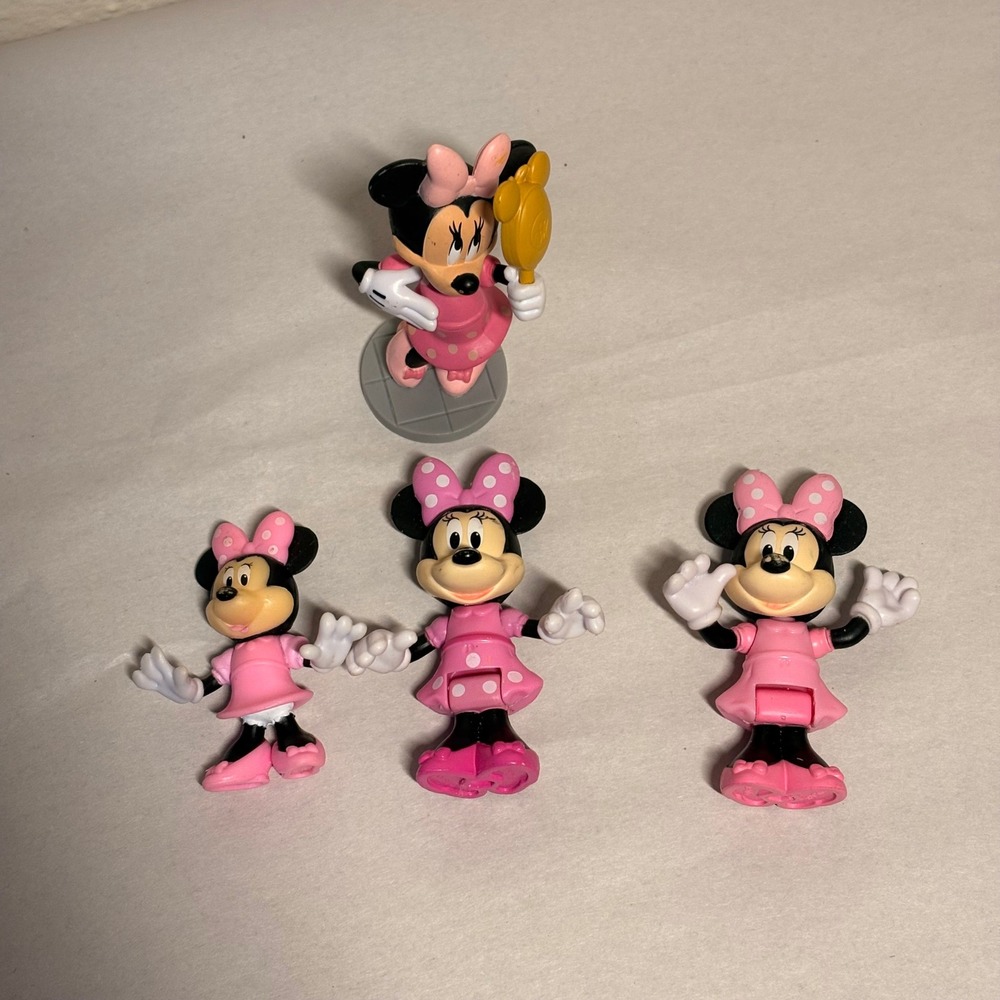 Disney Minnie Mouse Figures Kids OS Pink Good 4pc Toy Lot Articulated Figurine - Picture 3 of 5